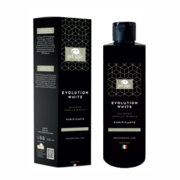Evolution White ml.250 Shampoo all'Argilla Bianca  ottimo sbiancante naturale per cani a manto bianco