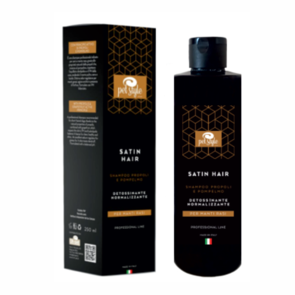 Satin Hair Shampoo ml.250 alla Propoli, Pompelmo e Mandarino indicato per cani a manto Raso