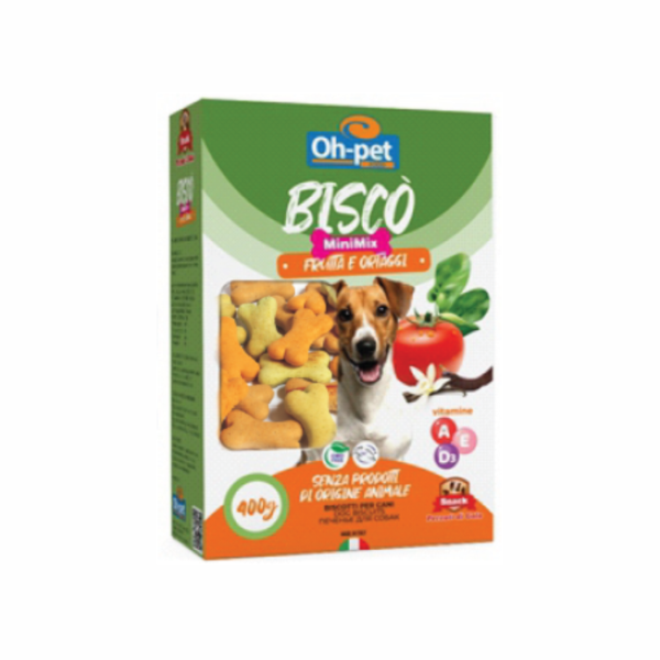 Biscò “Mini Mix”Biscotti gr.400  Verdure e Frutta forma di osso da cm.3