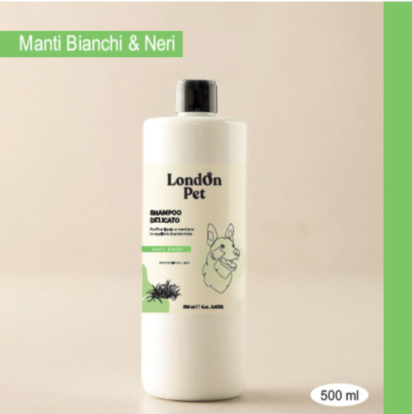 Shampoo & Balsamo  2 in 1   da 500 ml al  Muschio Bianco per cani a manti bianchi o neri
